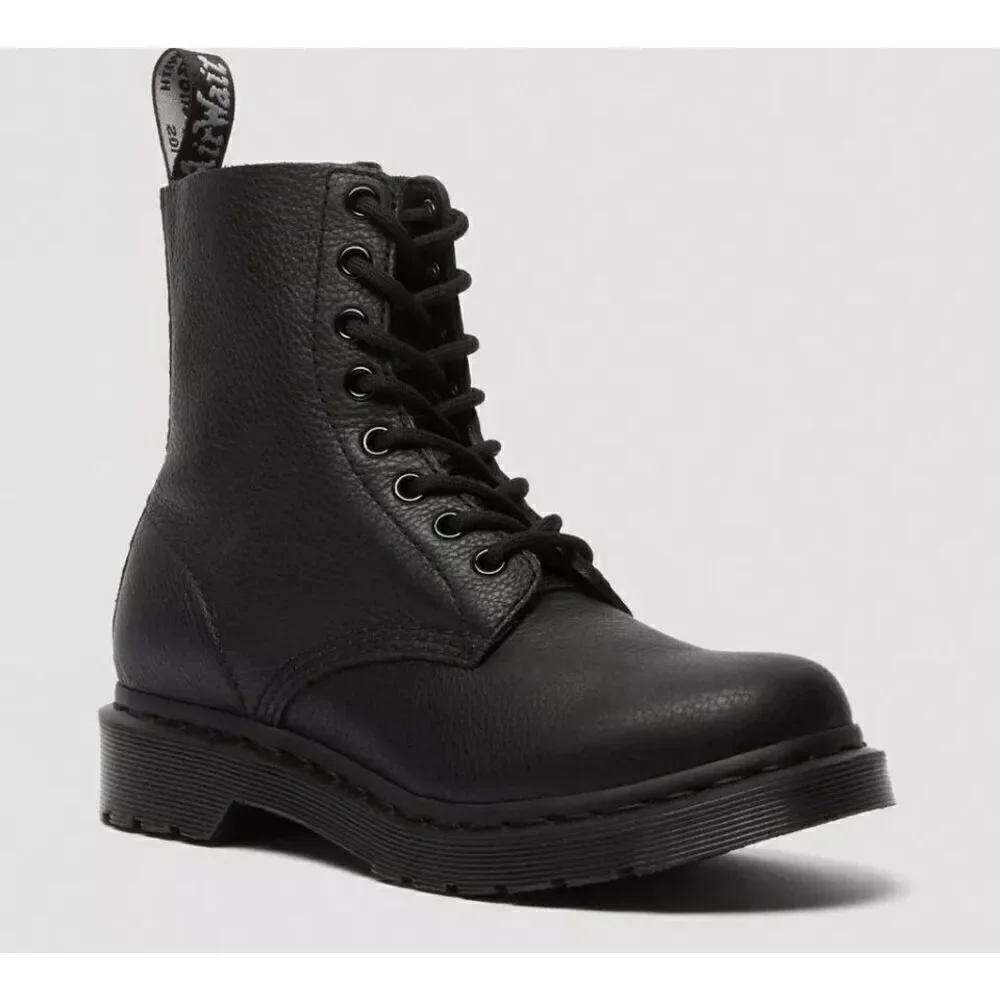 Dr Martens kids 1460 Pascal Mono Boots Black Leather Size 4 Punk Alternative